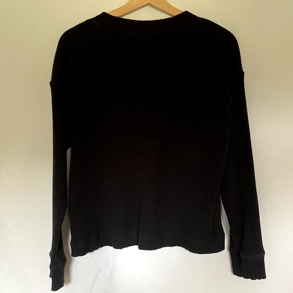 Gap Body black v-neck ribbed knit sweater pullover women's size small cotton - Picture 7 of 7